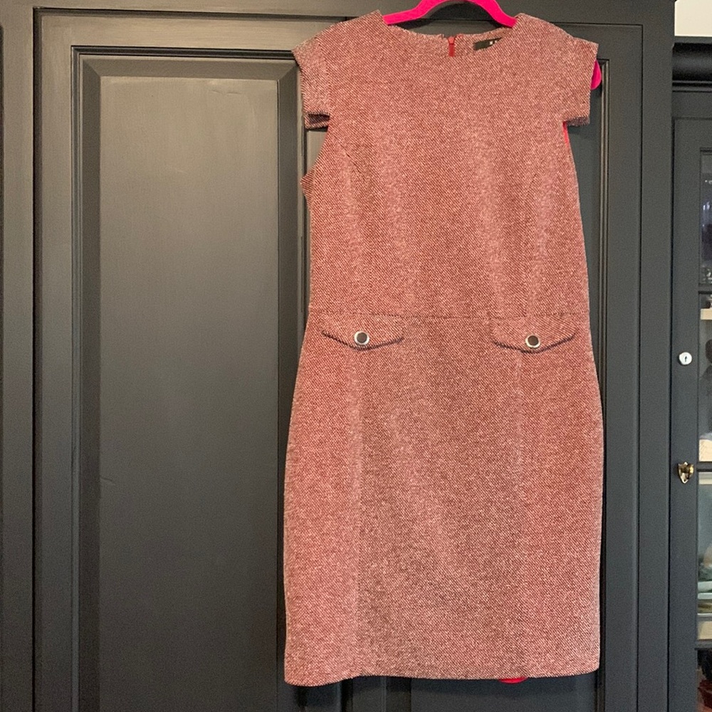 Red Black White sheath dress stretch Size L